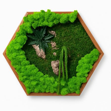 "Páfrányliget" - Hatszögletű mohakép 40 cm